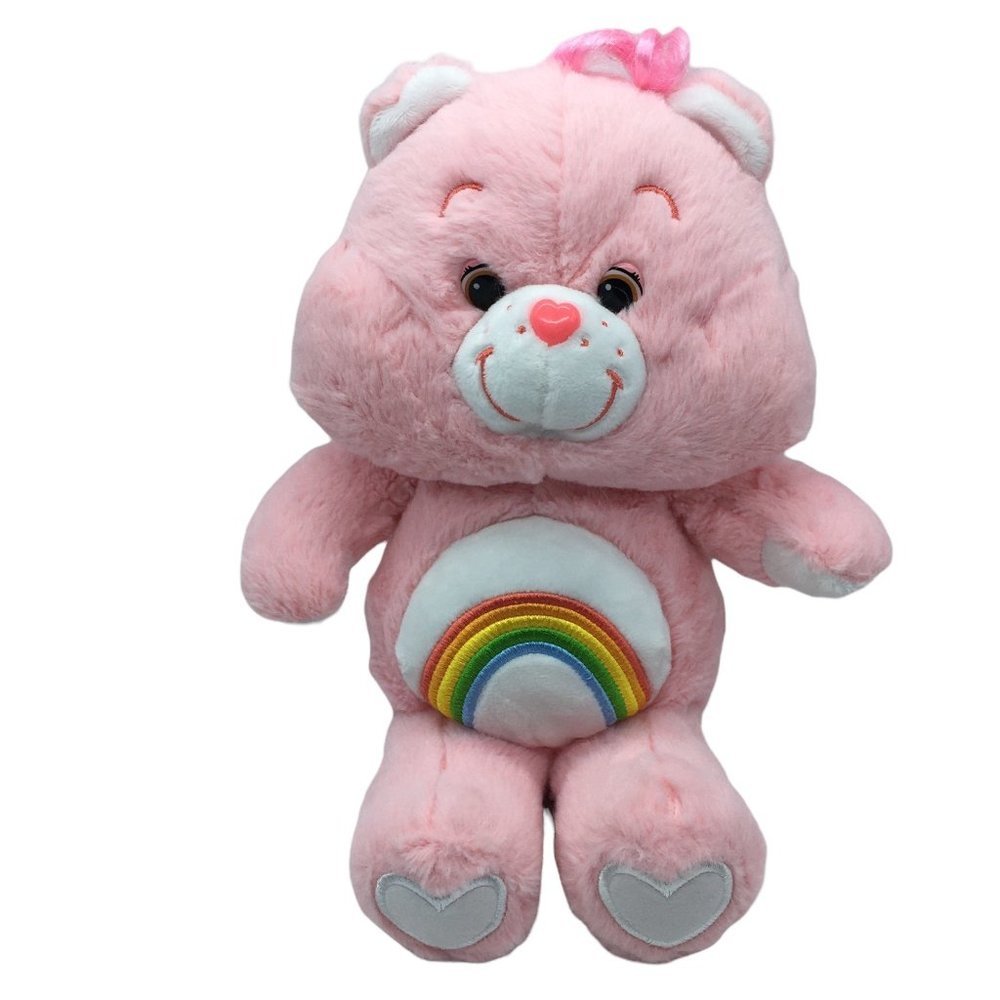 Care Bears Rainbow Cheer Bear Plush Stuffed Animal 2018 Pink 10" Sitting